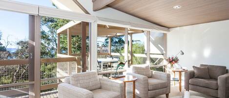 Fernseher, Kamin, DVD-Player, Musikbibliothek