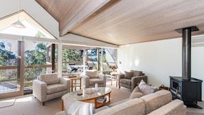 TV, fireplace, DVD player, music library