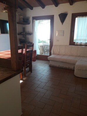 TV, DVD player, books, stereo