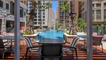 Outdoor pool, sun loungers