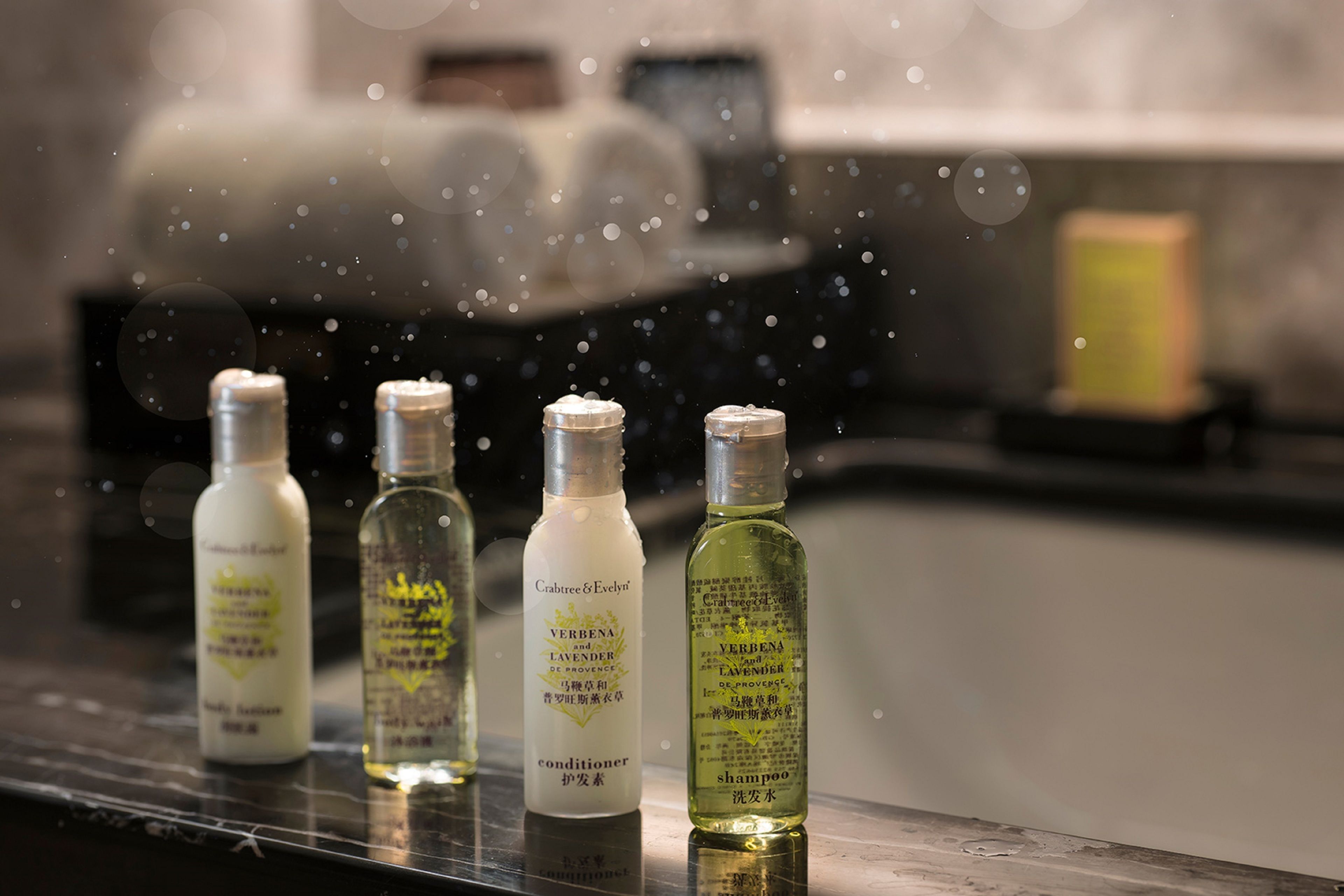 separate bathtub and shower, deep-soaking bathtub, rainfall showerhead