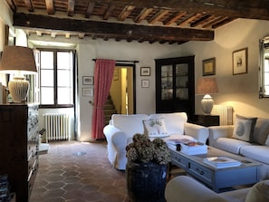 TV, caminetto, lettore DVD, tavolo da ping pong