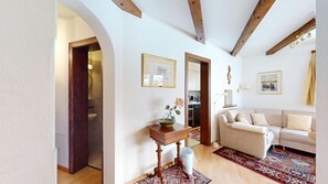 Télévision, cheminée, chaîne hi-fi