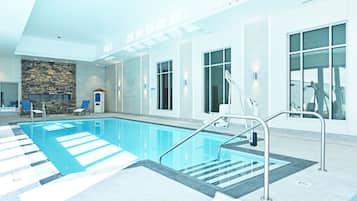 Indoor pool, open 8:00 AM to 10:00 PM, sun loungers