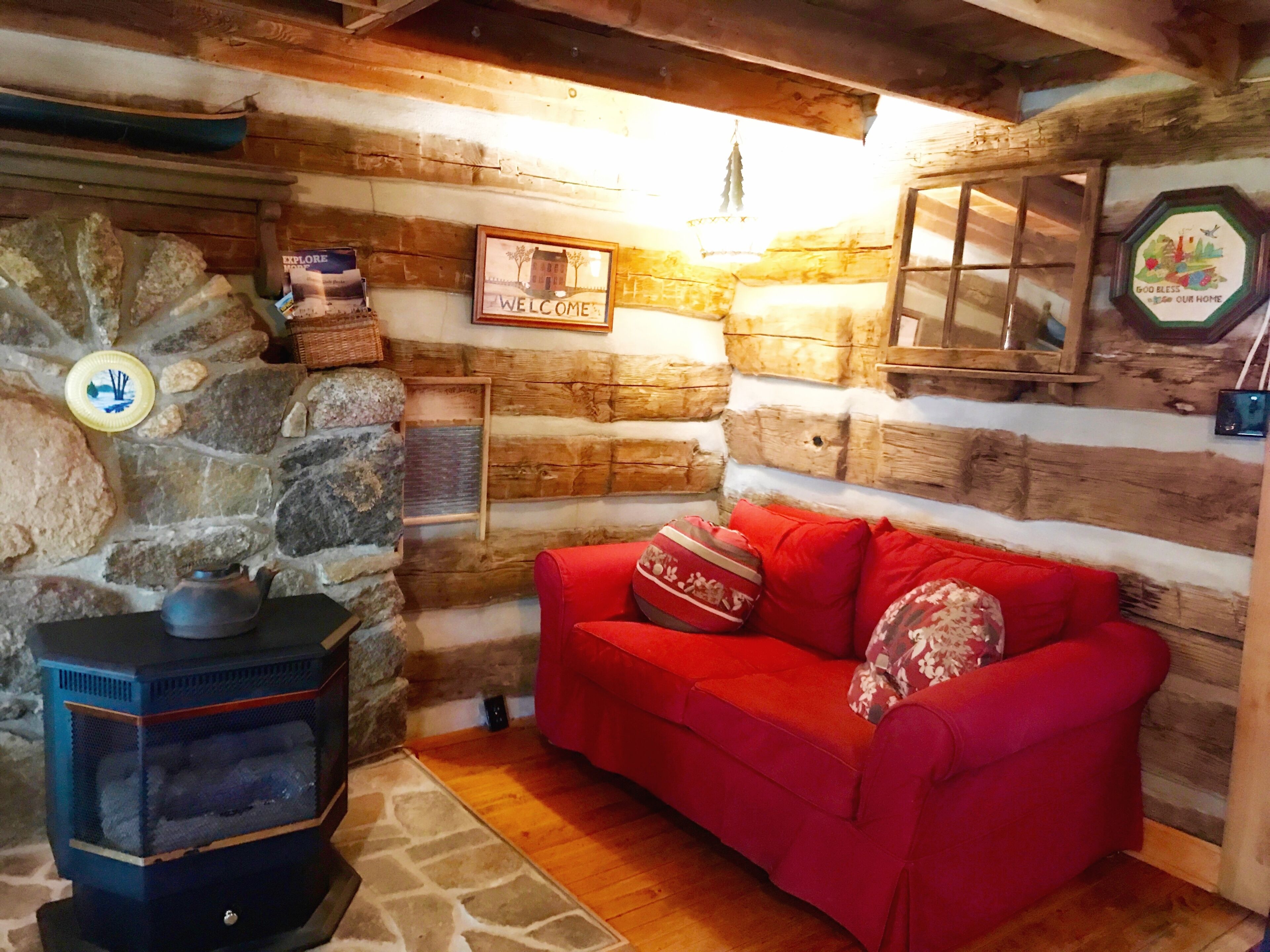 TV, fireplace, DVD player, books