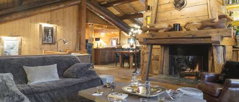 Smart TV, fireplace, DVD player, books