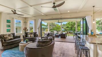 Smart TV, books, music library, printers