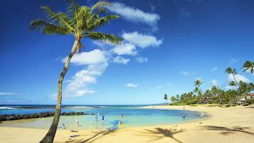 Beach nearby, sun-loungers, beach towels