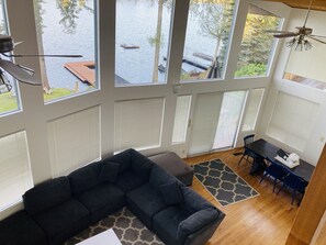 TV, fireplace, table football, ping pong