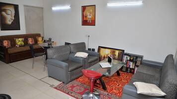 TV, books, music library