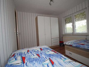 2 bedrooms, in-room safe, iron/ironing board, travel cot