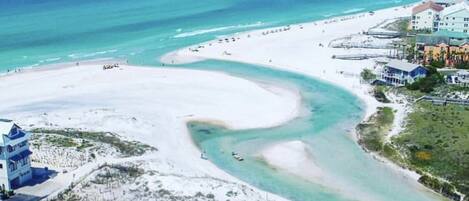 Beach nearby, sun loungers
