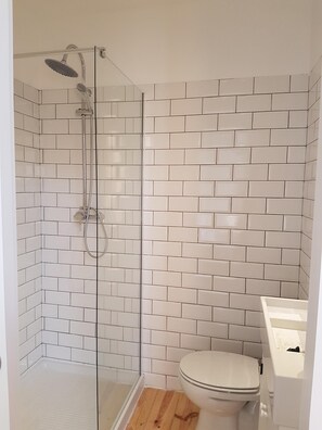 Sèche-cheveux, serviettes fournies, savon, papier toilette