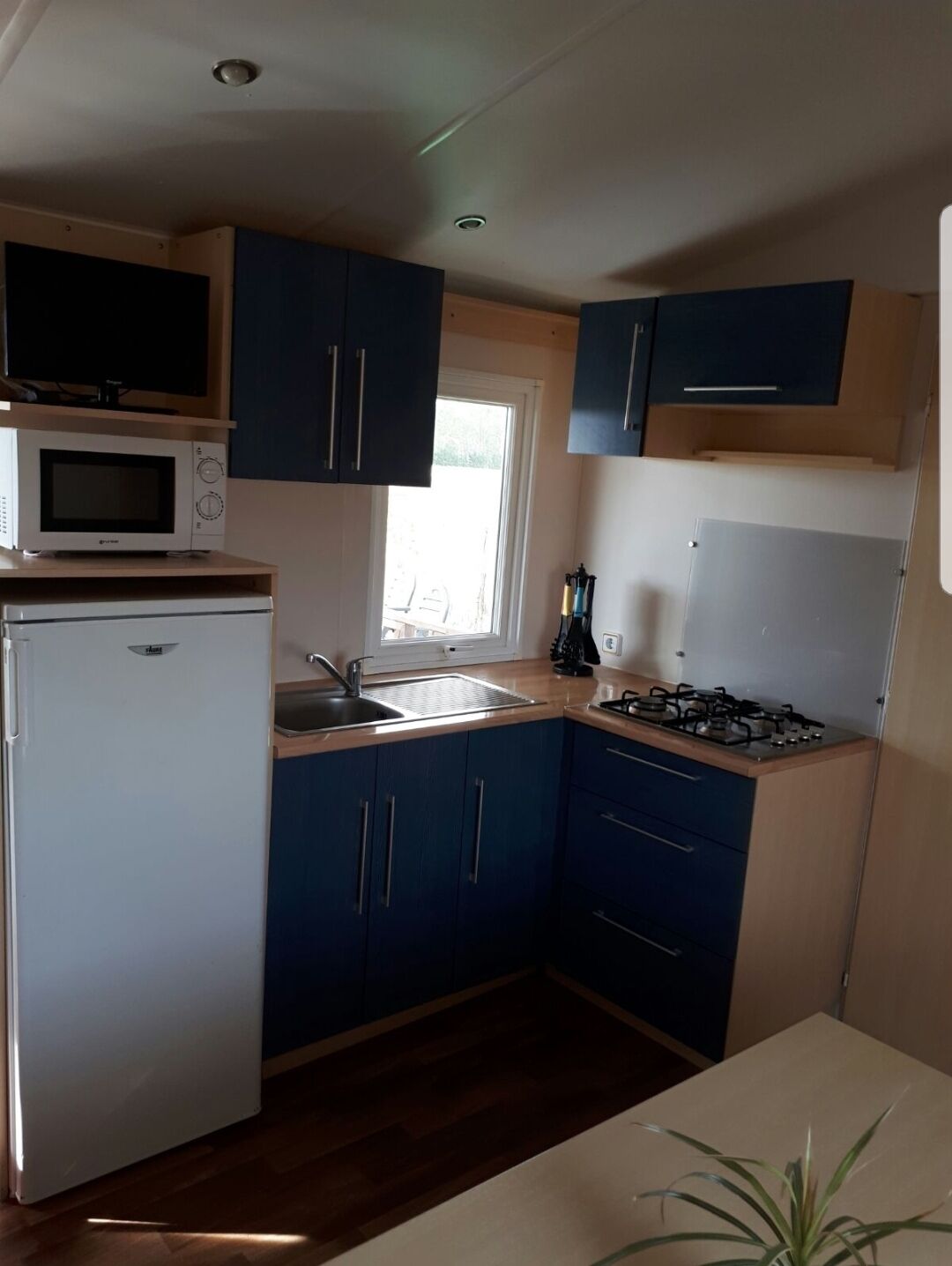 ثلاجة، موقد طهي مسطح، محمصة خبز، مستلزمات طهي/أطباق/أوعية