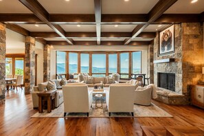 TV, fireplace, streaming services, video library