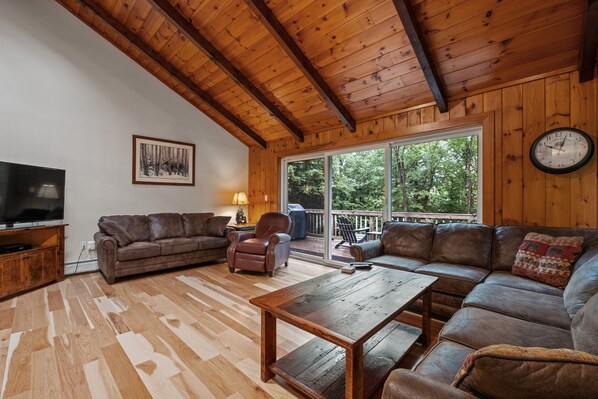 Smart TV, fireplace, DVD player, toys