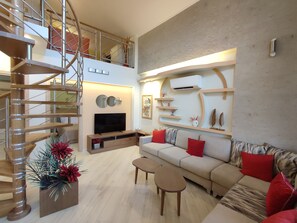 Luxury Villa, 3 Bedrooms, Pool View | Living area | Ping pong - Aracelia Villas with private pools (Kassandra)