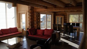 Télévision, cheminée, lecteur de DVD