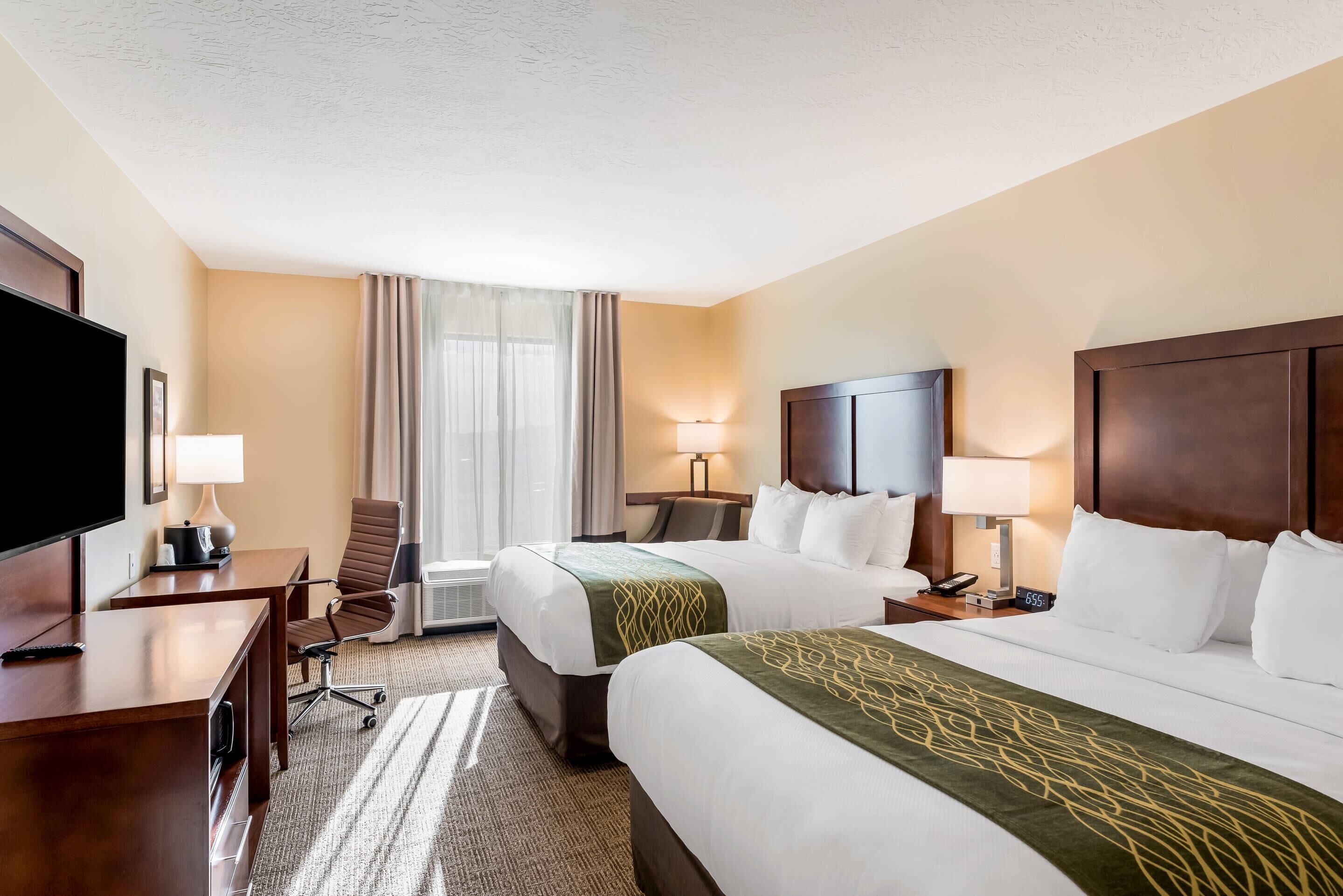 Room, 2 Queen Beds, Non Smoking | Premium bedding, down comforters, desk, iron/ironing board