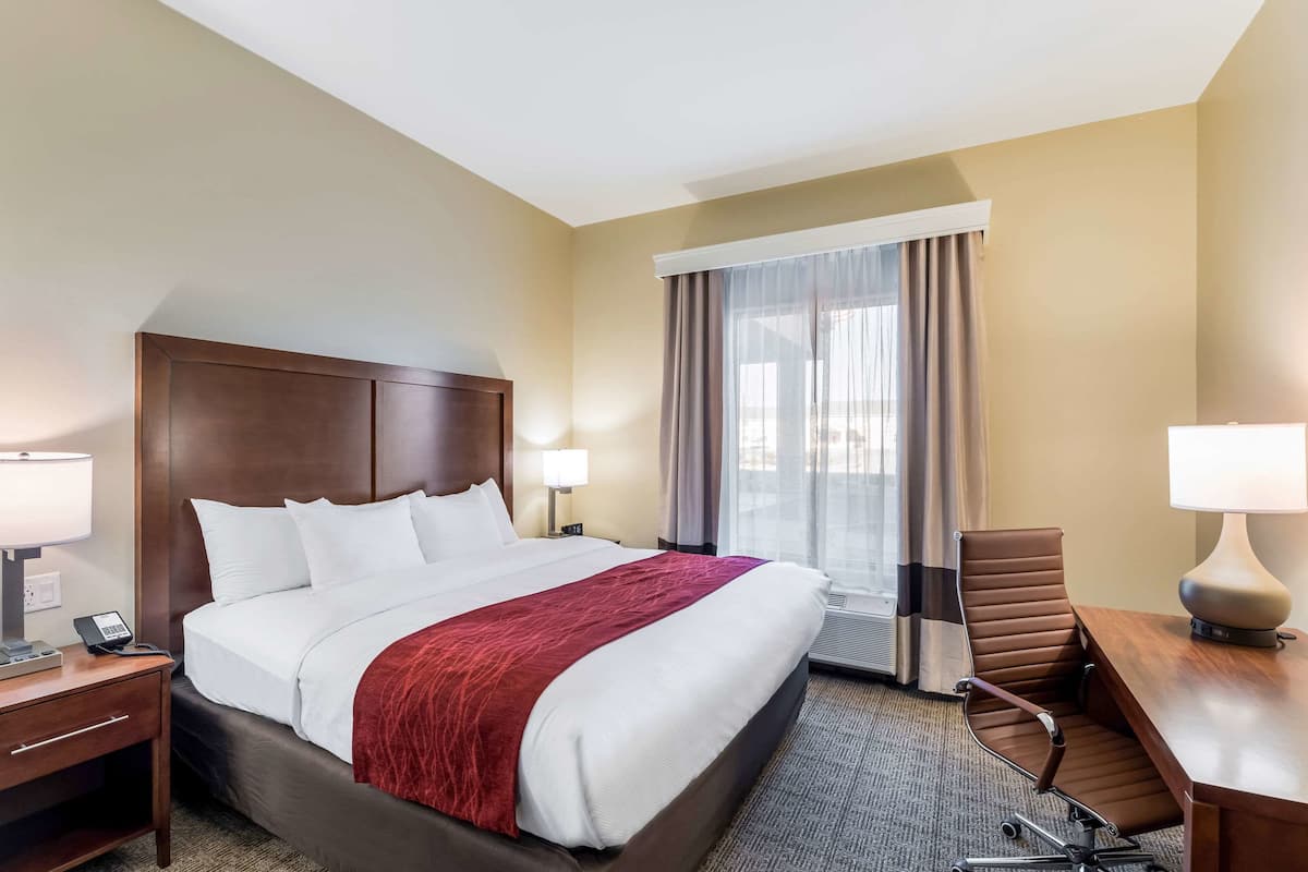 Premium bedding, down comforters, desk, iron/ironing board