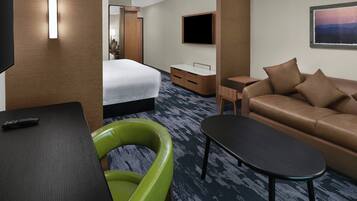 Laptop workspace, blackout drapes, iron/ironing board, cribs/infant beds