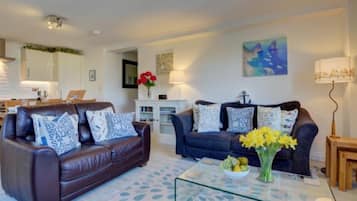 Smart-TV, Kamin, DVD-Player, Bücher