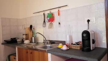 Fridge, oven, stovetop, coffee/tea maker