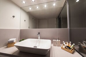 Asciugacapelli, asciugamani, sapone, shampoo