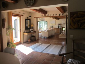 TV, fireplace, table football, ping pong