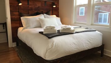 Doug Fir Room | Premium bedding, down duvets, individually decorated, laptop workspace