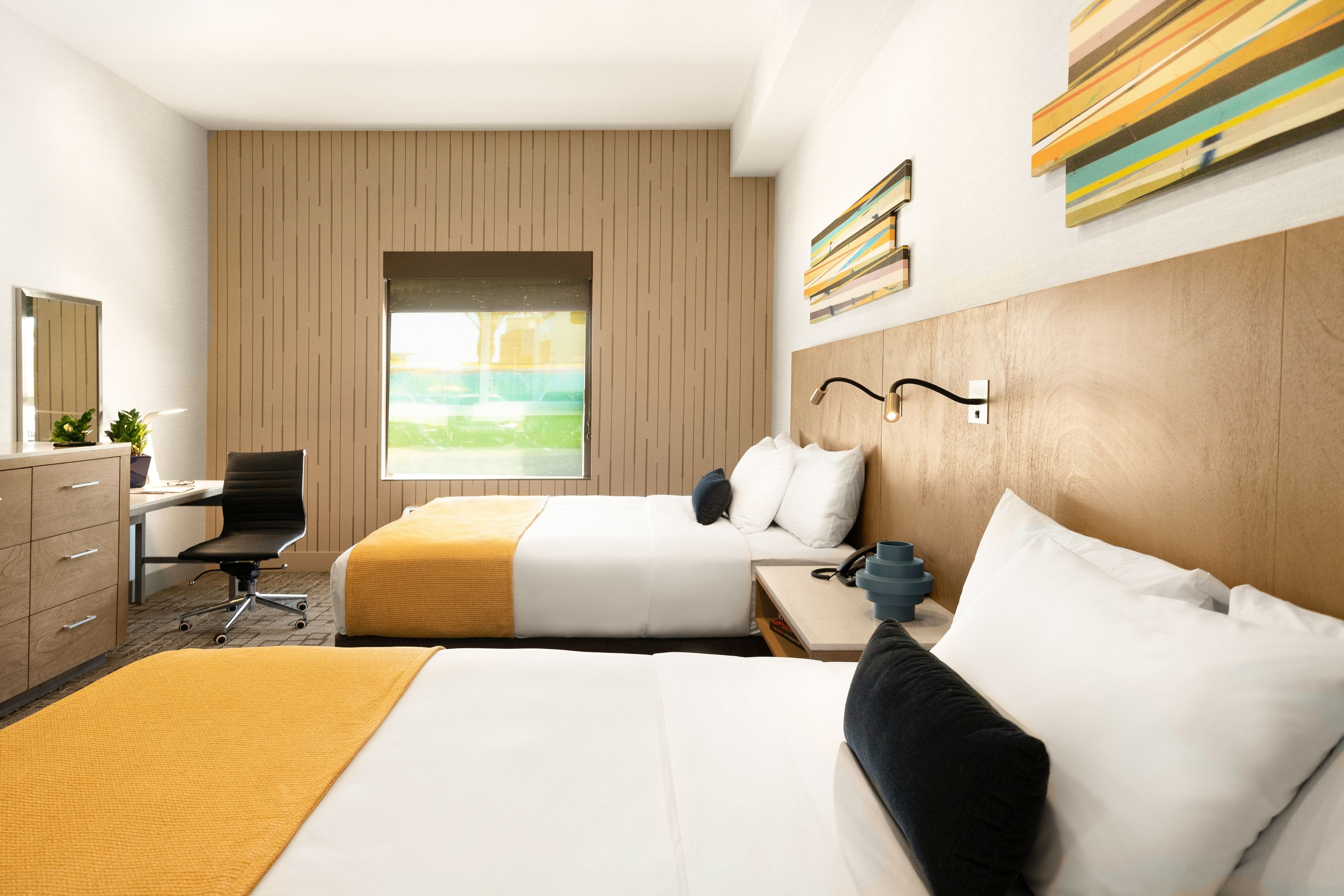 deluxe studio, 2 queen beds | hypo-allergenic bedding, down duvets, pillow-top beds, in-room safe