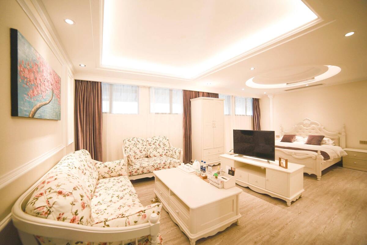 Blackout curtains, iron/ironing board, free WiFi, bed sheets