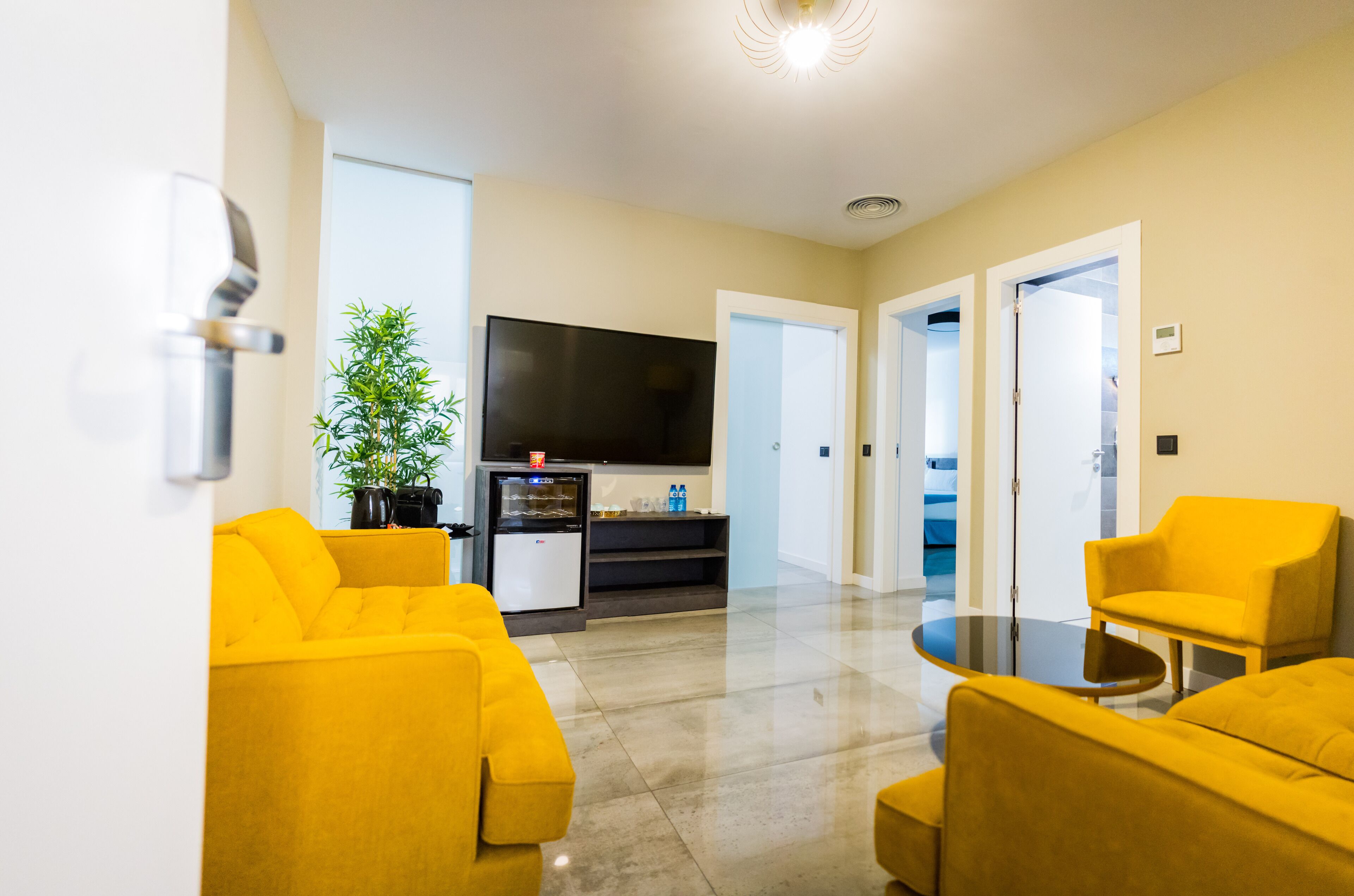 suite, 2 bedrooms, terrace (with hot tub) | living area | flat-screen tv