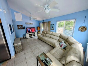 Smart TV, DVD player, ping pong, books
