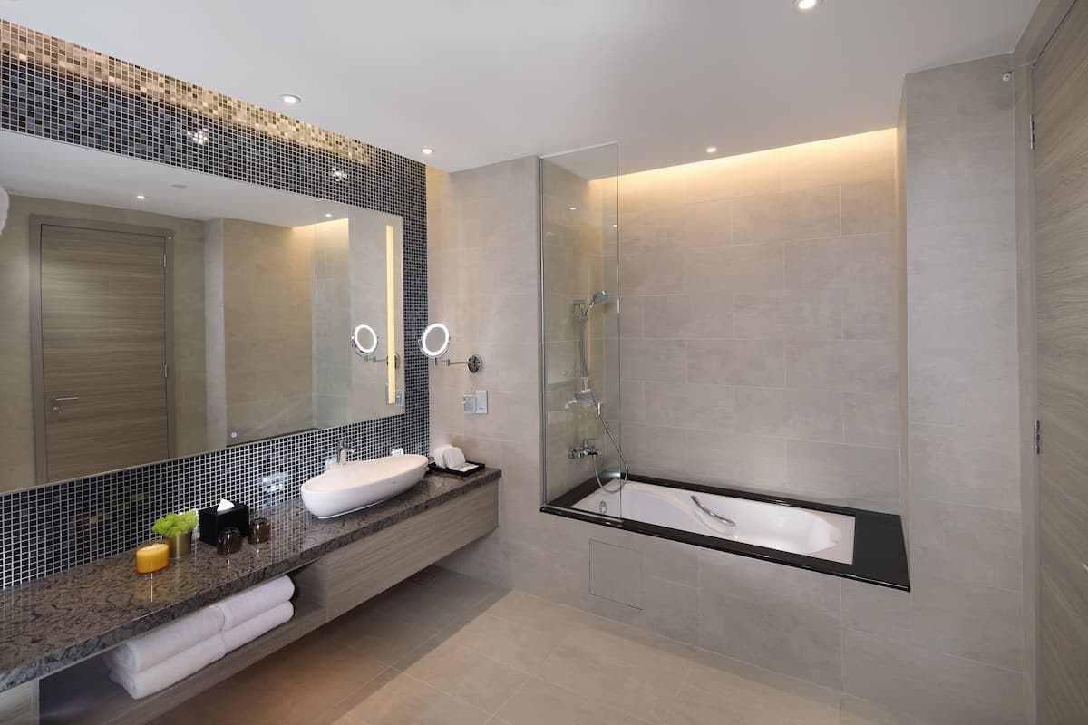 free toiletries, hair dryer, bathrobes, slippers