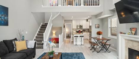 Smart TV, fireplace, DVD player, table football