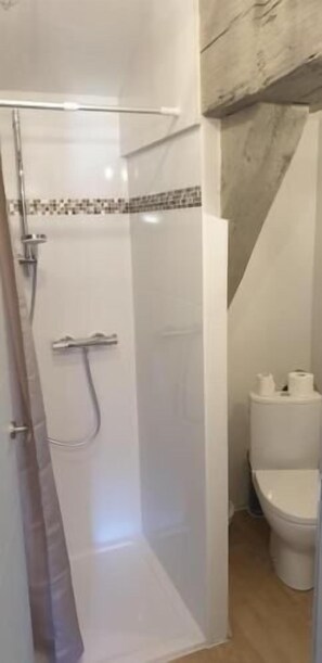 Buồng tắm vòi sen, máy sấy tóc, khăn tắm 