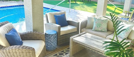 Piscine extérieure, piscine chauffée