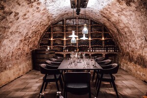 Dinner served, garden views 