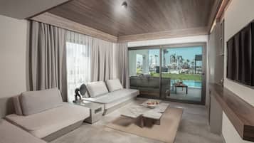 Family Suite Swim Up Sea View | Literie de qualité supérieure, articles gratuits dans le mini-bar