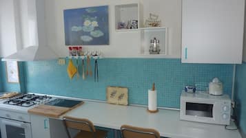 Comfort Apartment, 1 Bedroom, Terrace | Private kitchen | Full-size fridge, microwave, oven, stovetop