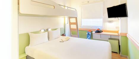 Room (Double bed and Bunk bed) | Down comforters, laptop workspace, blackout drapes, iron/ironing board