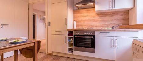 Fridge, microwave, oven, dishwasher