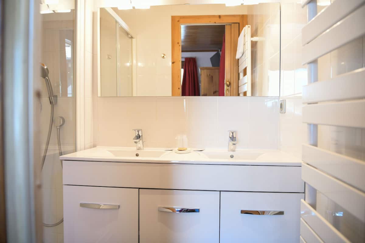 free toiletries, hair dryer, towels