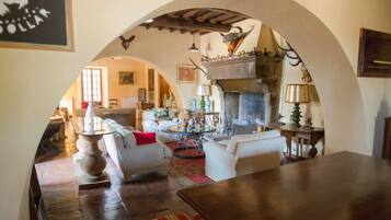 TV, fireplace, DVD player, foosball