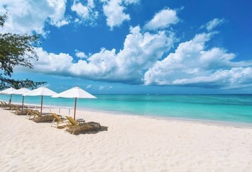 Our beautiful deep sand beach. Premier 7 mile location