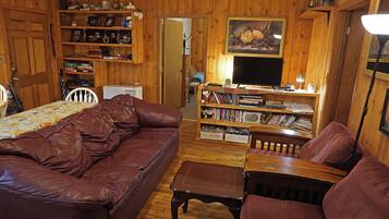 Älytelevisio, DVD-soitin, kirjoja, videokirjasto