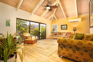 TV, DVD player, foosball, books