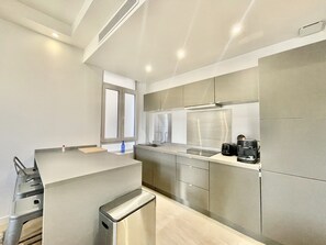 Fridge, microwave, oven, dishwasher