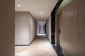 Experience a clean, contemporary hotel environment with a minimalist design.